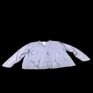 Sag Harbor Women's 2X Gray Lavender Long Sleeve Button Down Cardigan Sweater